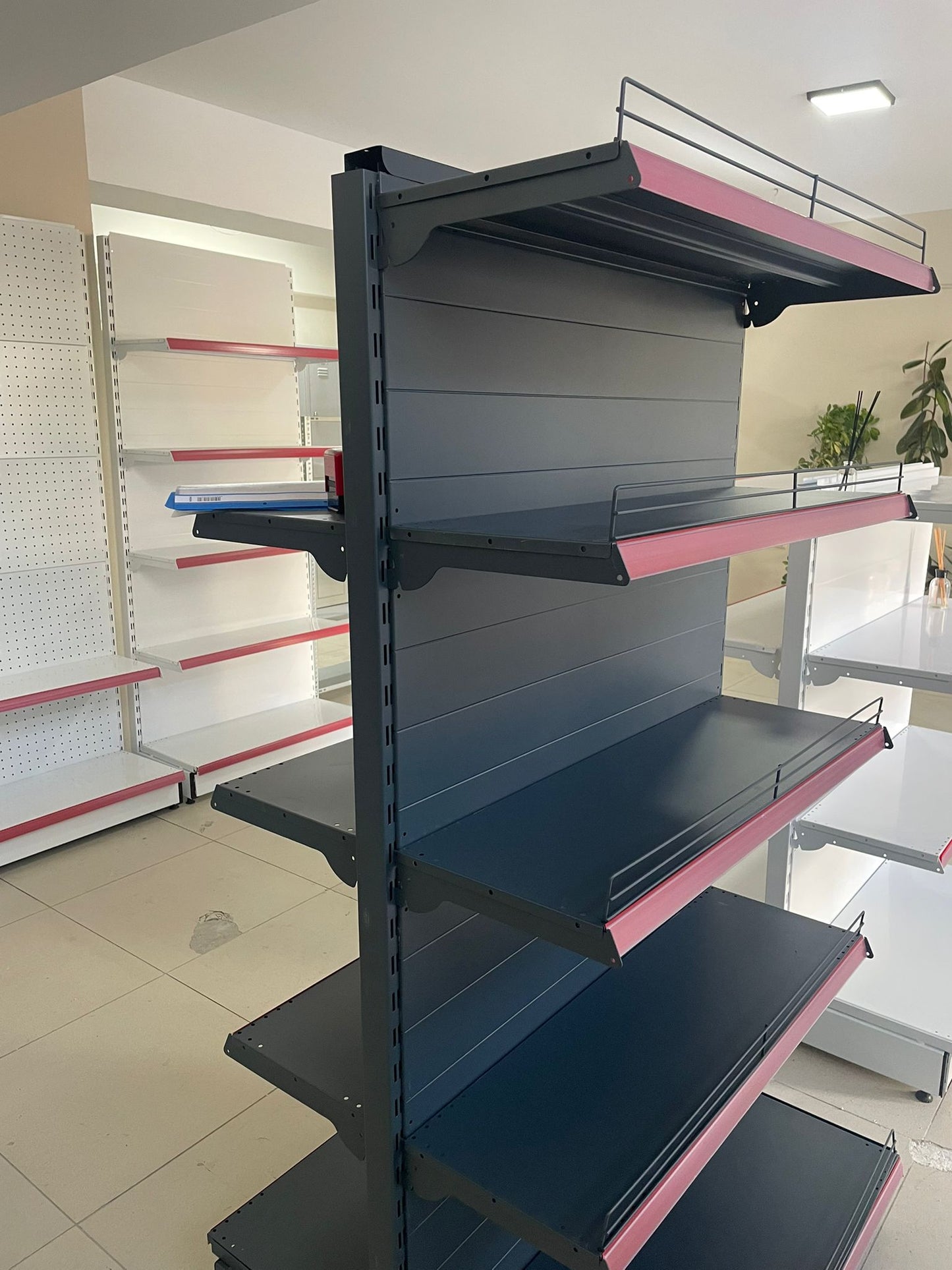 Delikli Hırdavat Rafı – 2 Katlı Antrasit, 2 Ünite – W180 × H220 × D30/40 cm