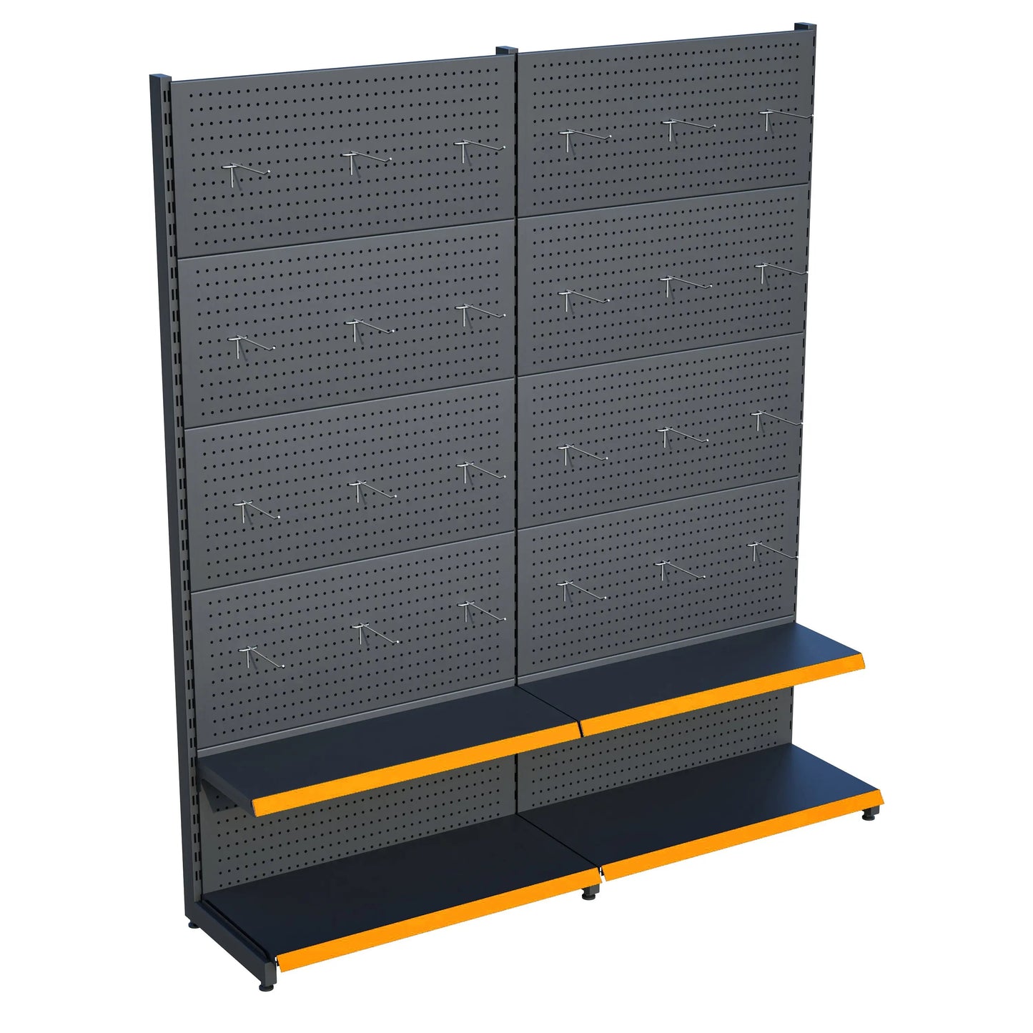 Antrasit Metal 2'li Birleşik 2 Katlı Market Raf Sistemi | Market Rafı | G180CM Yükseklik H220 CM| Raffar