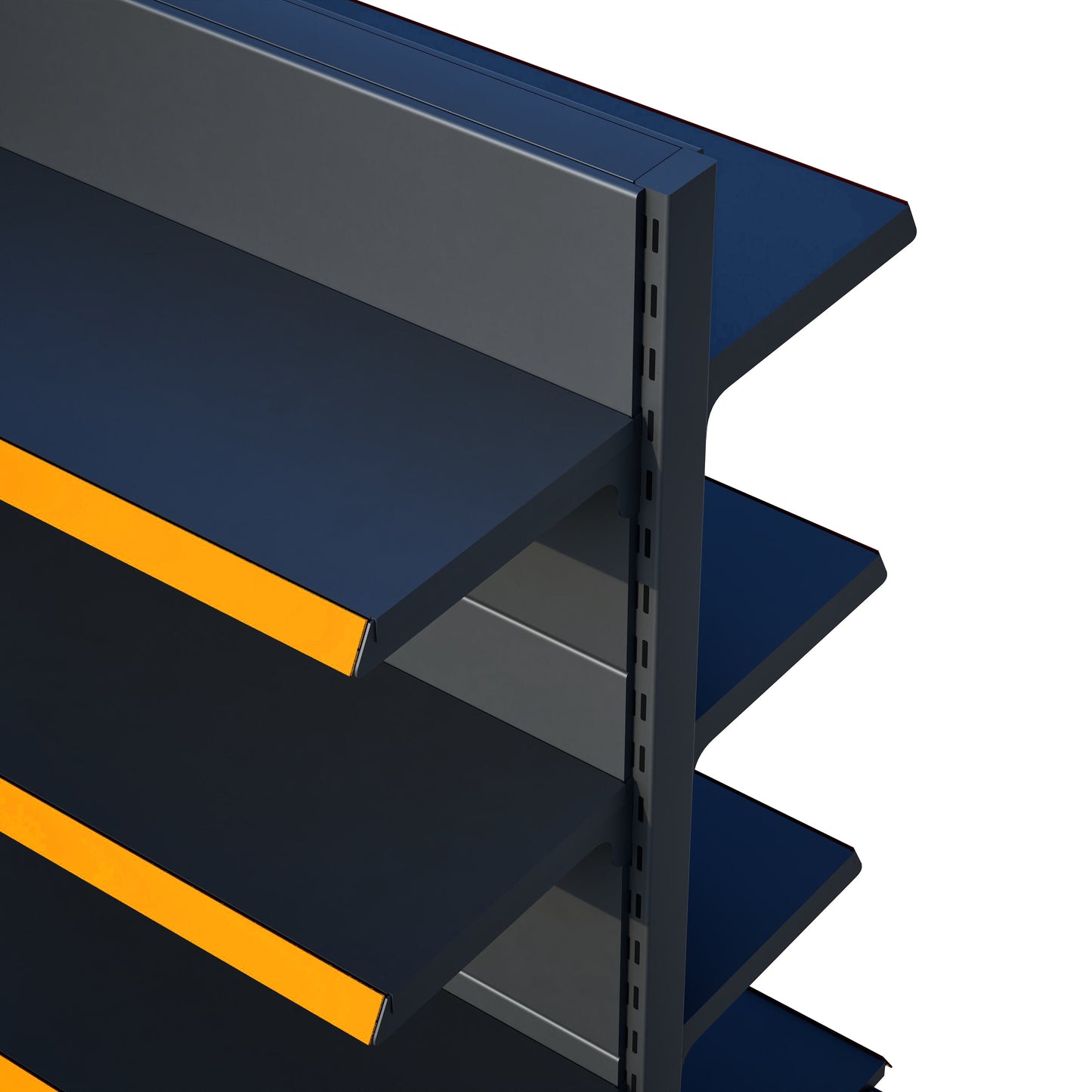 Antrasit Metal Çift Yönlü Orta Reyon 4 Katlı 3'li Birleşik Market Raf Sistemi | Market Rafı | G270CM Yükseklik H140 CM|