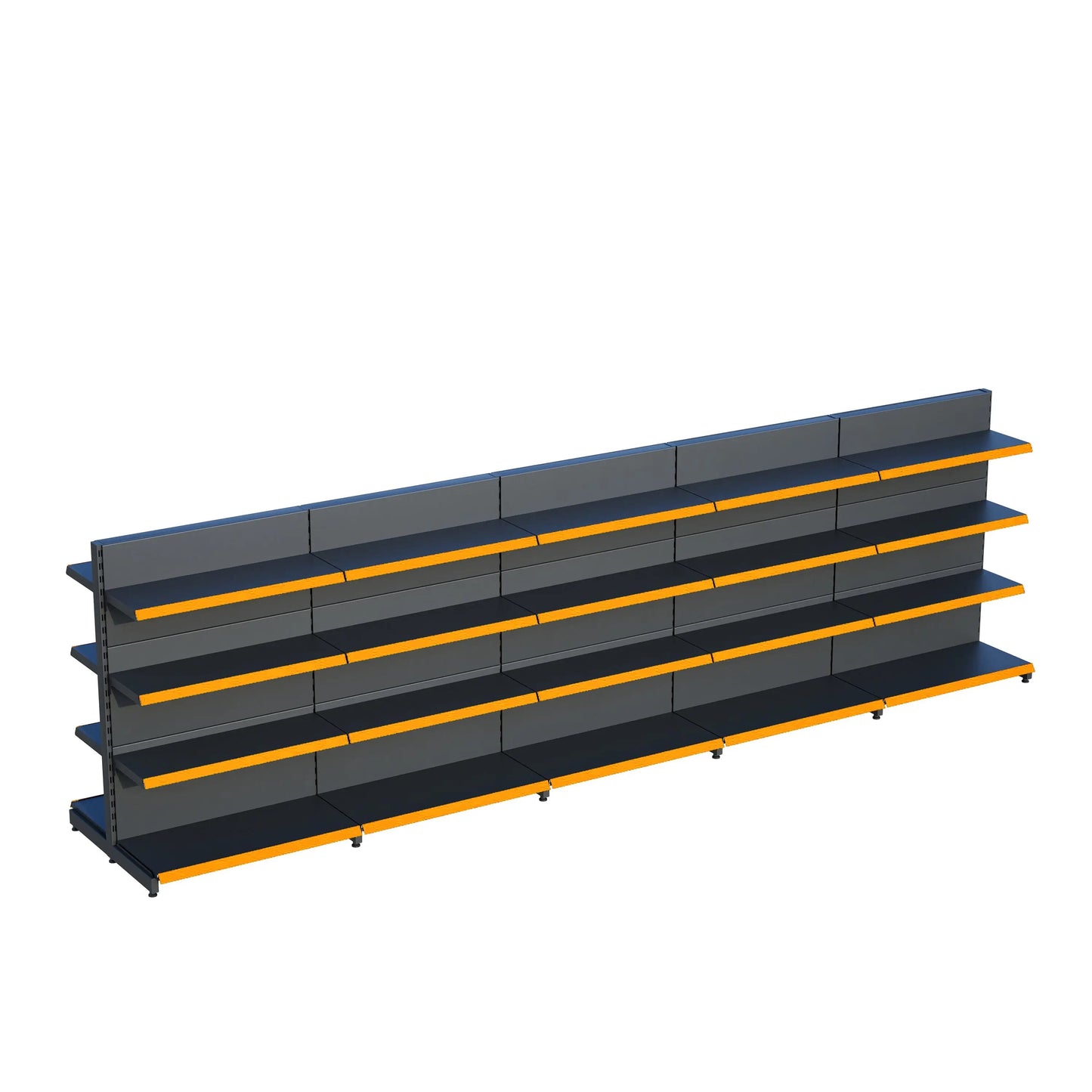 Antrasit Metal Çift Yönlü Orta Reyon 4 Katlı 5'li Birleşik Market Raf Sistemi | Market Rafı | G450CM Yükseklik H140 CM| Raffar