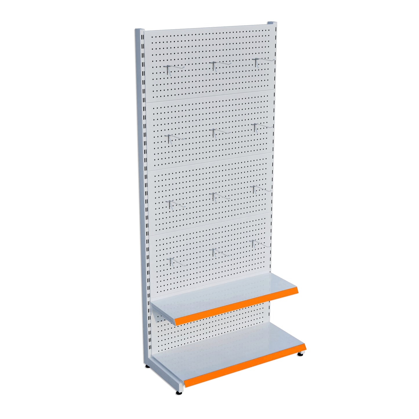 Beyaz Metal Delikli 2 Katlı Market Raf Sistemi | Hırdavat Rafı | G90CM Yükseklik H220 CM|