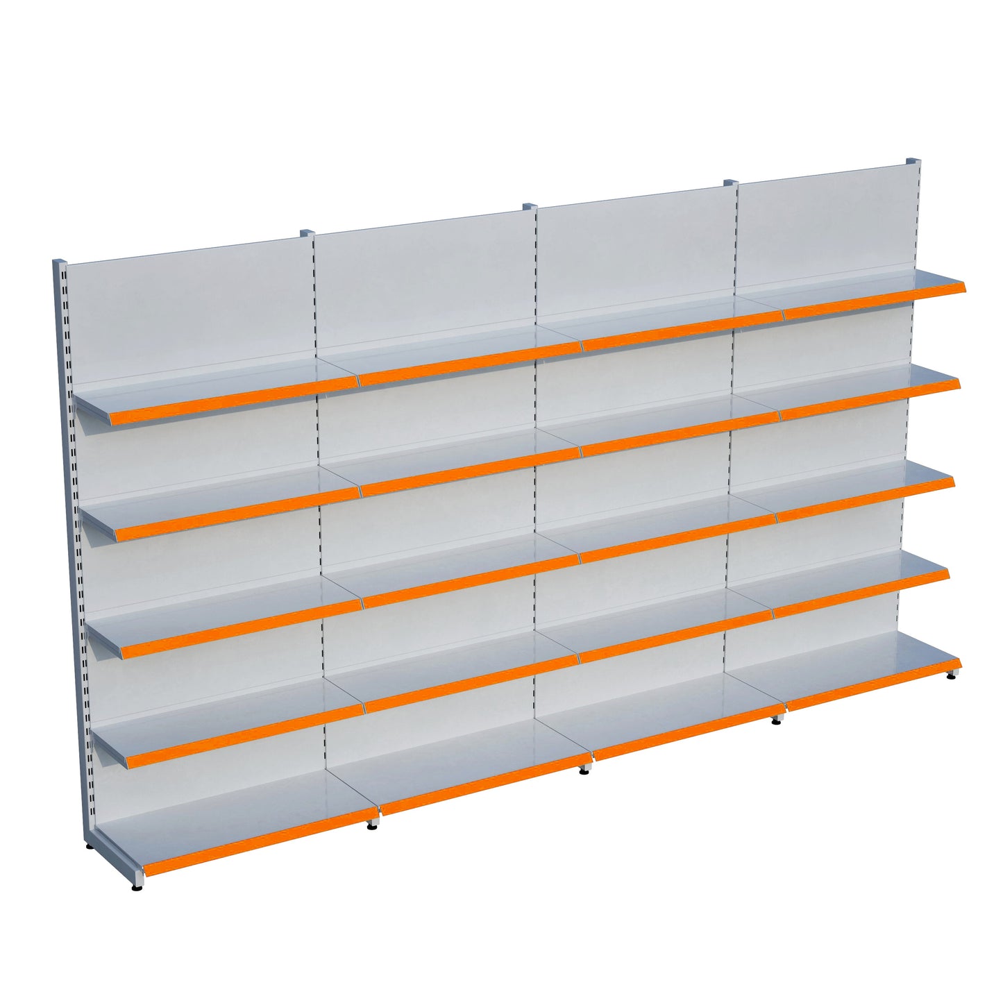 Beyaz Metal 5 Katlı 4'lü Birleşik Katlı Market Raf Sistemi | Market Rafı | G360CM Yükseklik H220 CM|