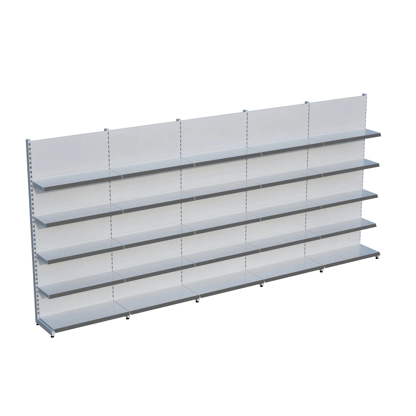 Beyaz Metal 5 Katlı 5'lİ Birleşik Katlı Market Raf Sistemi | Market Rafı | G450CM Yükseklik H220 CM| Raffar