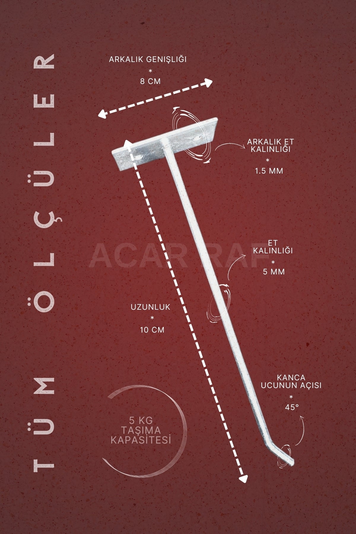 Duvar Kancası 10 Adet 10 Cm Duvar Ve Suntaya Monte Askı Tel Çubuk