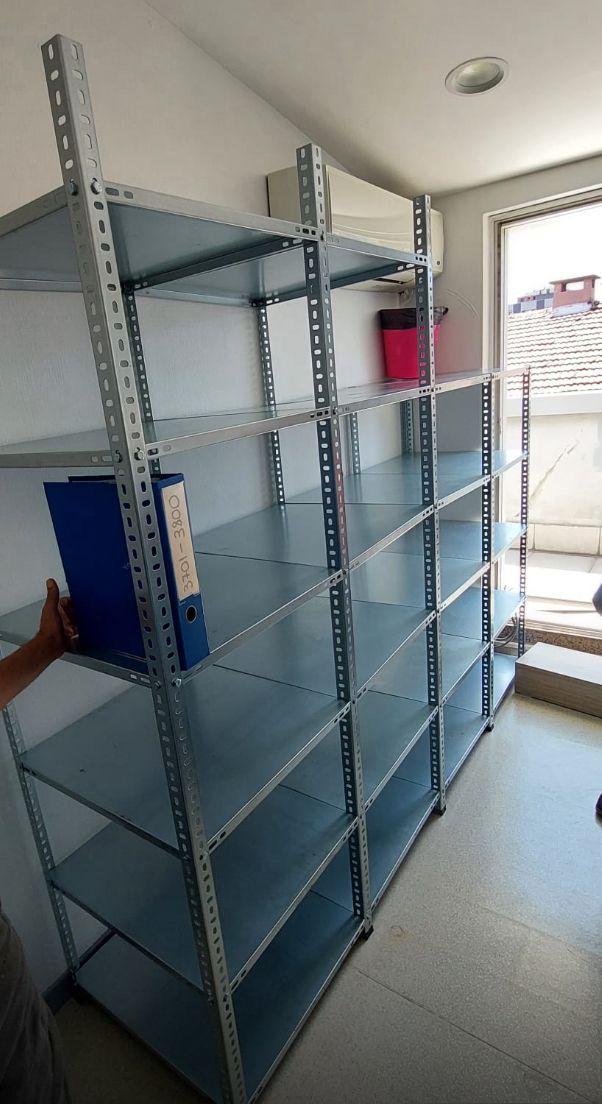 Galvaniz 7 Katlı 2Li Birleşik Arşiv Raf Sistemi - Çelik Raf - Metal Raf
