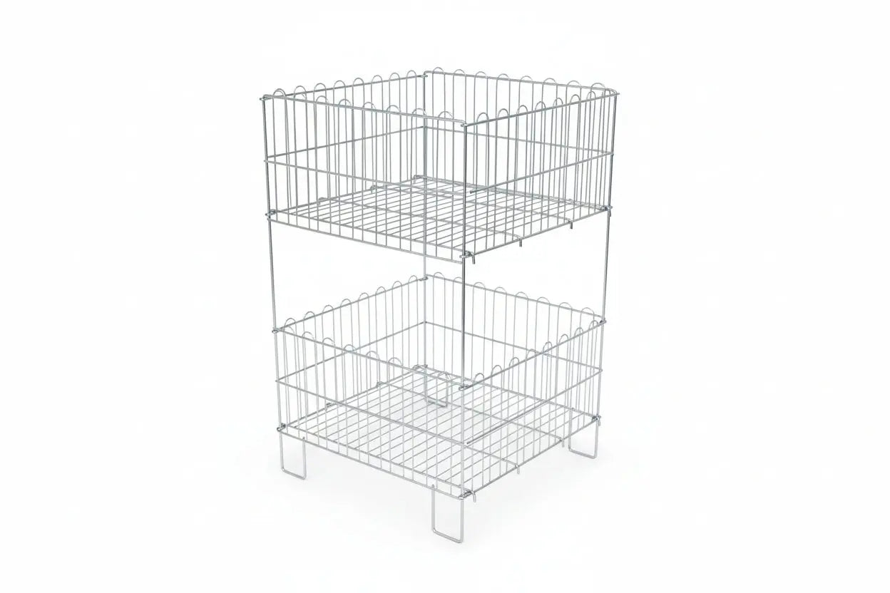 Katlanır Sepet Çift Katlı Tel Sepet 60x80 Cm Raffar