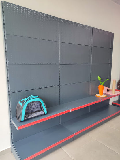 Delikli Hırdavat Rafı – 2 Katlı Antrasit, 2 Ünite – W180 × H220 × D30/40 cm