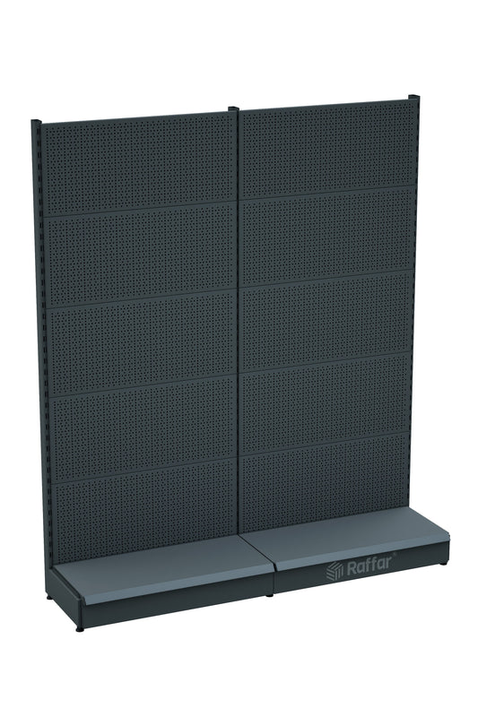 Bazalı Delikli Hırdavat Rafı – Antrasit, 2 Ünite – W180 × H220 × D30/40 cm
