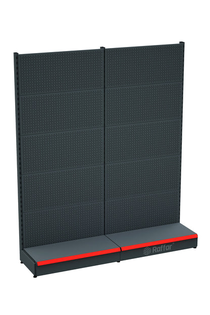 Bazalı Delikli Hırdavat Rafı – Antrasit, 2 Ünite – W180 × H220 × D30/40 cm