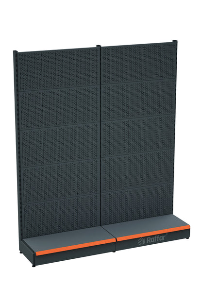 Bazalı Delikli Hırdavat Rafı – Antrasit, 2 Ünite – W180 × H220 × D30/40 cm