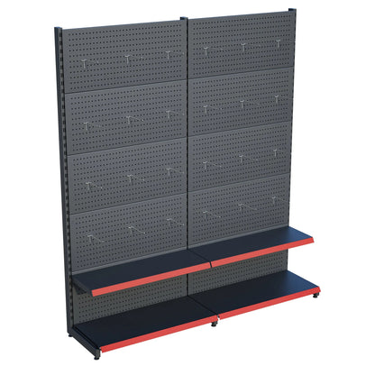 Antrasit Metal 2'li Birleşik 2 Katlı Market Raf Sistemi | Market Rafı | G180CM Yükseklik H220 CM| Raffar