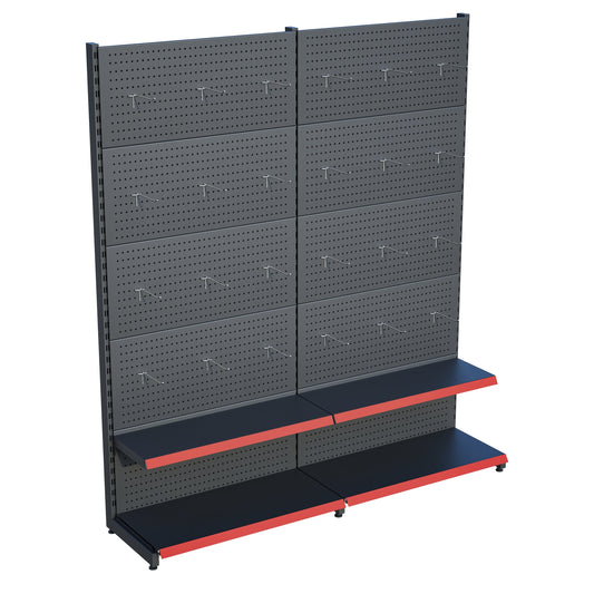 Antrasit Metal 2'li Birleşik 2 Katlı Market Raf Sistemi | Market Rafı | G180CM Yükseklik H220 CM|