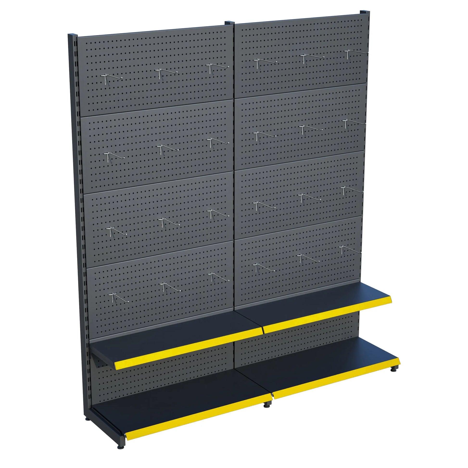 Antrasit Metal 2'li Birleşik 2 Katlı Market Raf Sistemi | Market Rafı | G180CM Yükseklik H220 CM| Raffar