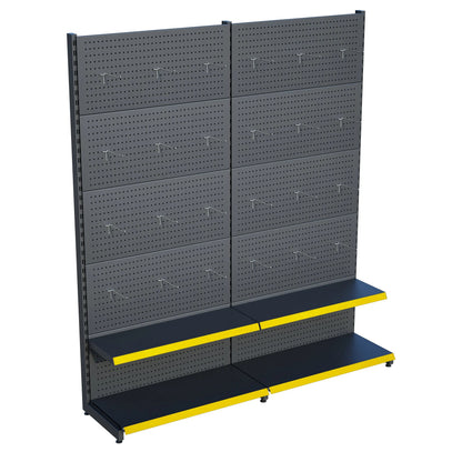 Antrasit Metal 2'li Birleşik 2 Katlı Market Raf Sistemi | Market Rafı | G180CM Yükseklik H220 CM| Raffar