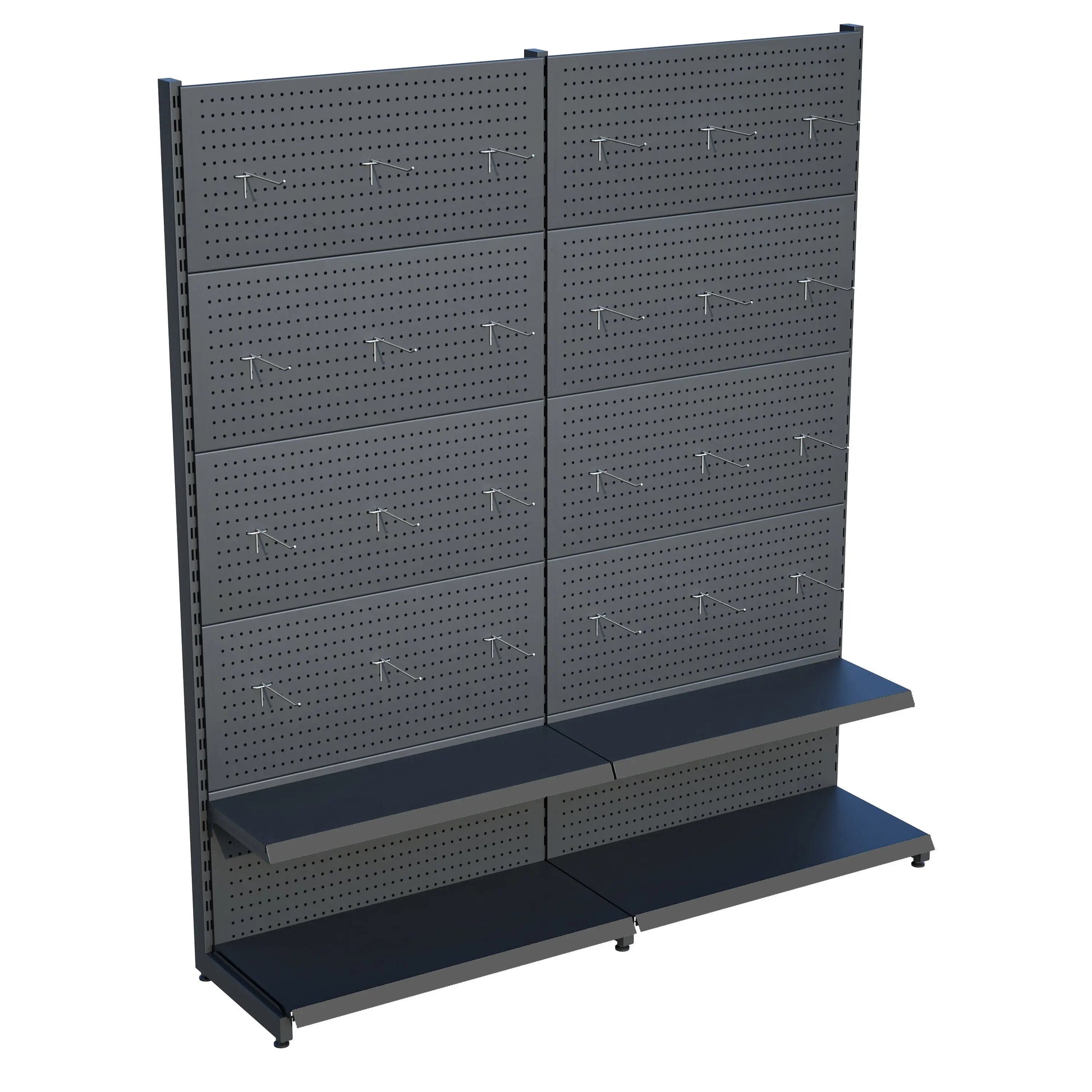 Antrasit Metal 2'li Birleşik 2 Katlı Market Raf Sistemi | Market Rafı | G180CM Yükseklik H220 CM| Raffar
