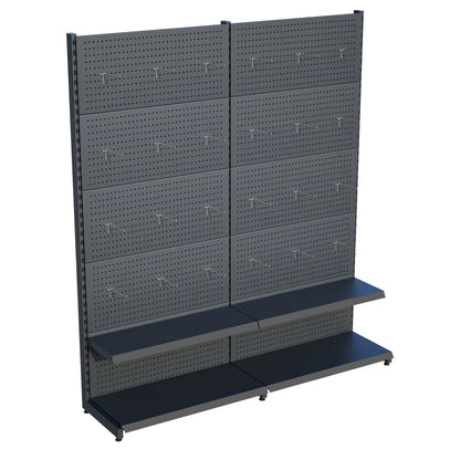 Antrasit Metal 2'li Birleşik 2 Katlı Market Raf Sistemi | Market Rafı | G180CM Yükseklik H220 CM| Raffar
