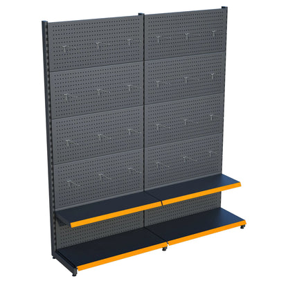 Antrasit Metal 2'li Birleşik 2 Katlı Market Raf Sistemi | Market Rafı | G180CM Yükseklik H220 CM| Raffar
