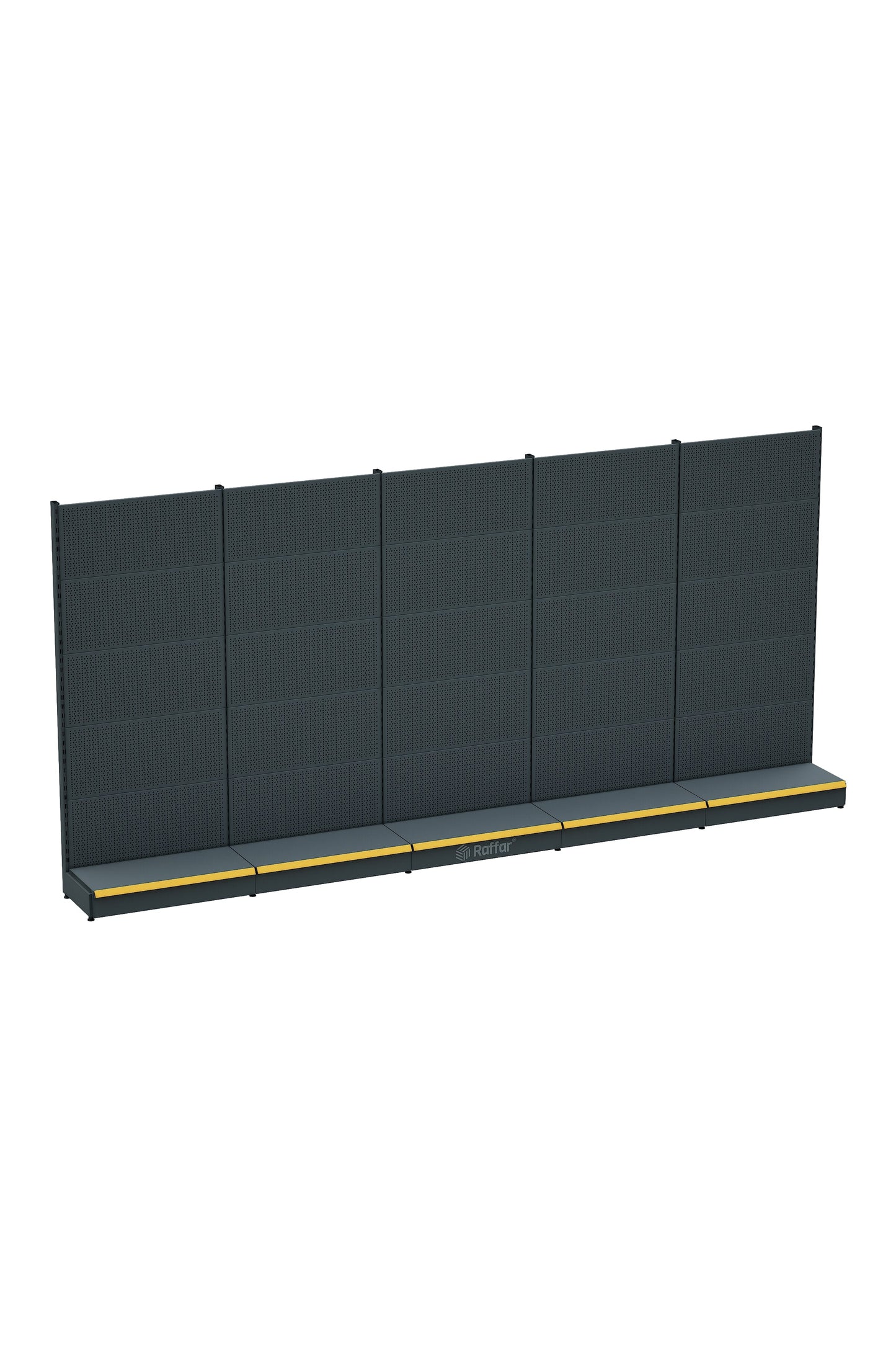Bazalı Delikli Hırdavat Rafı – Antrasit, 5 Ünite – W450 × H220 × D30/40 cm