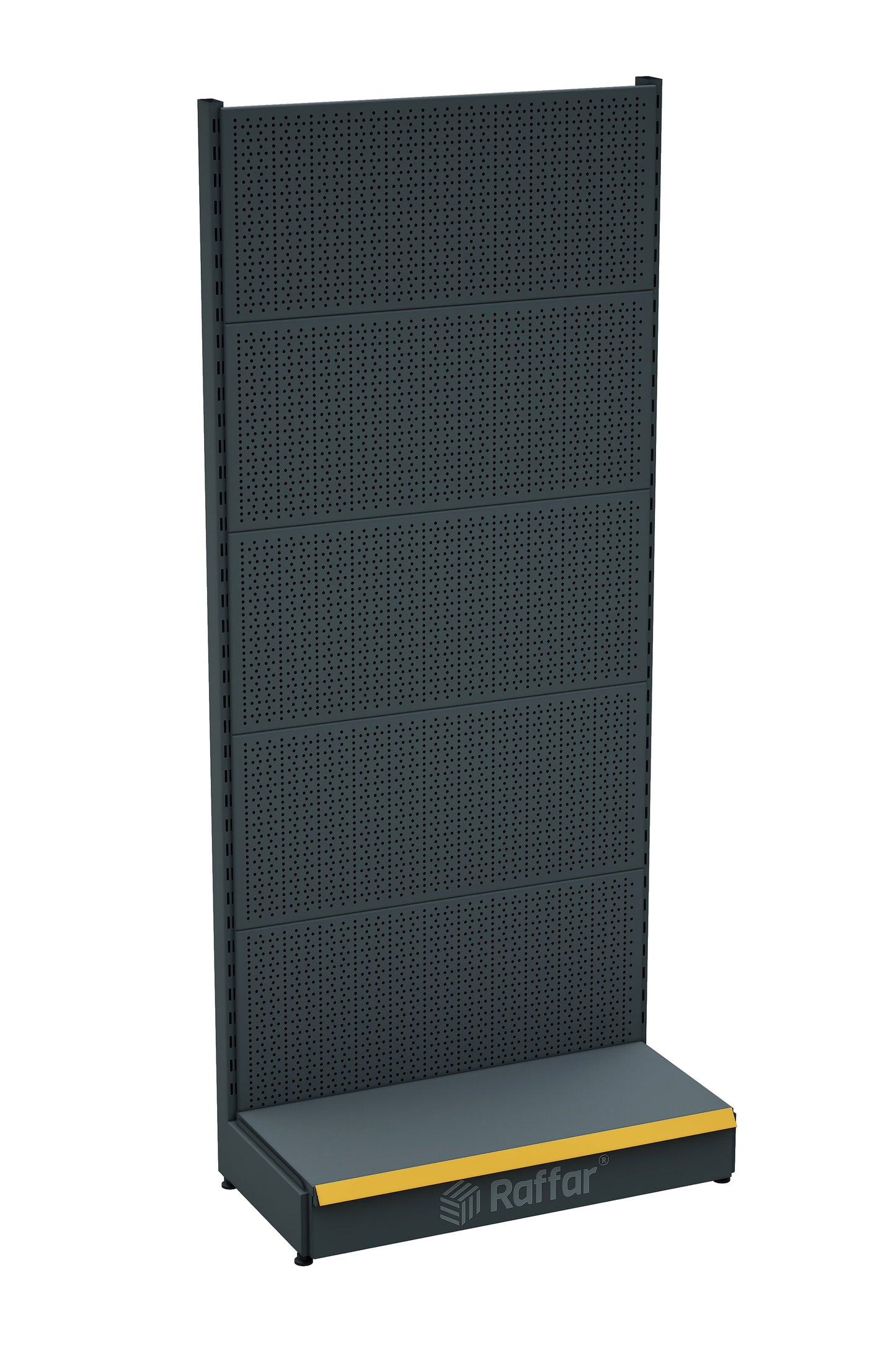 Bazalı Delikli Hırdavat Rafı – Antrasit, Tek Ünite – W90 × H220 × D30/40 cm