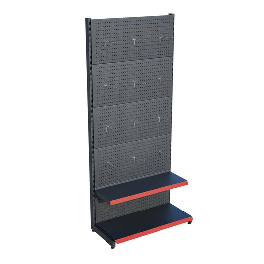 Antrasit Metal Delikli 2 Katlı Market Raf Sistemi | Hırdavat Rafı |  G90CM Yükseklik H220 CM|