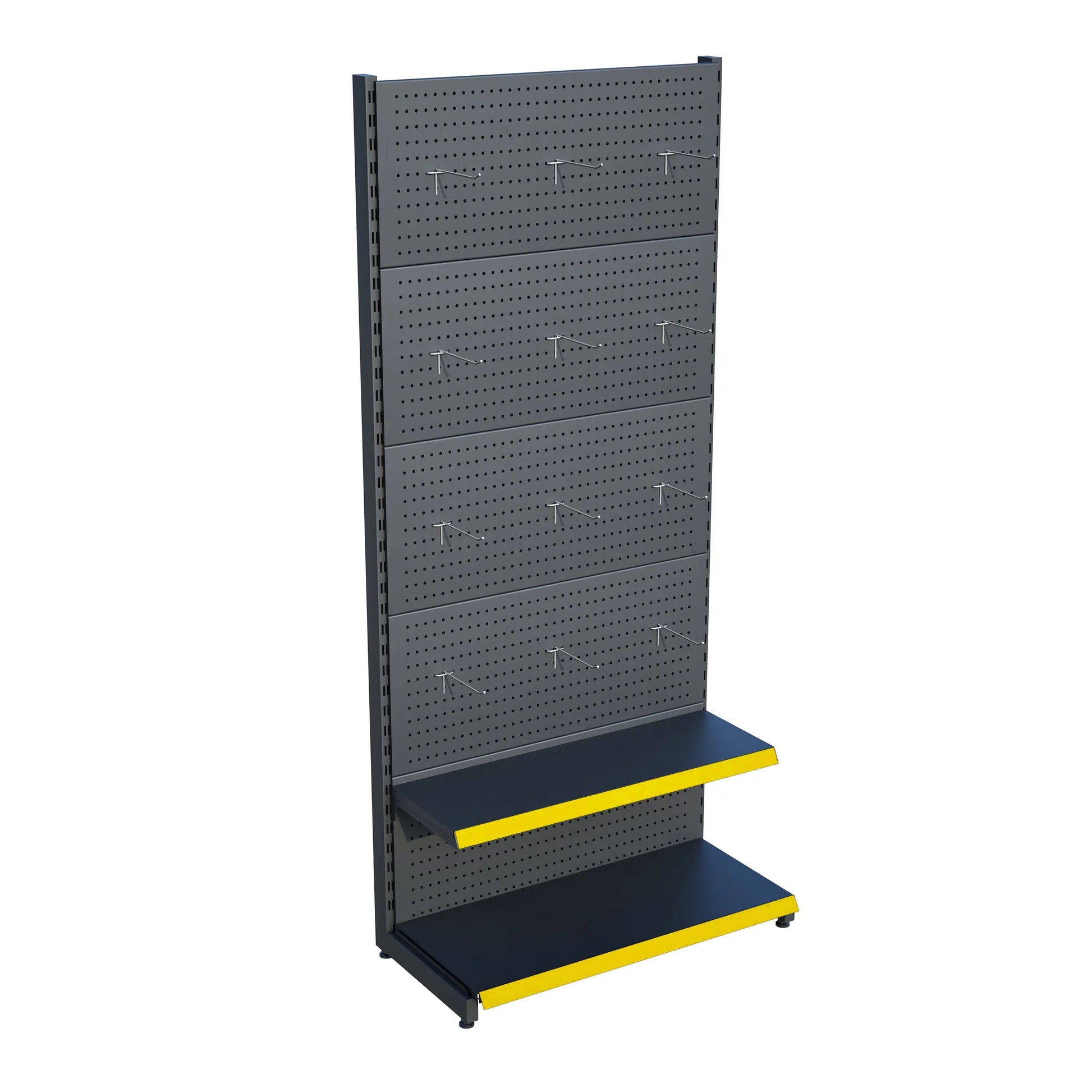 Antrasit Metal Delikli 2 Katlı Market Raf Sistemi | Hırdavat Rafı |  G90CM Yükseklik H220 CM| Raffar