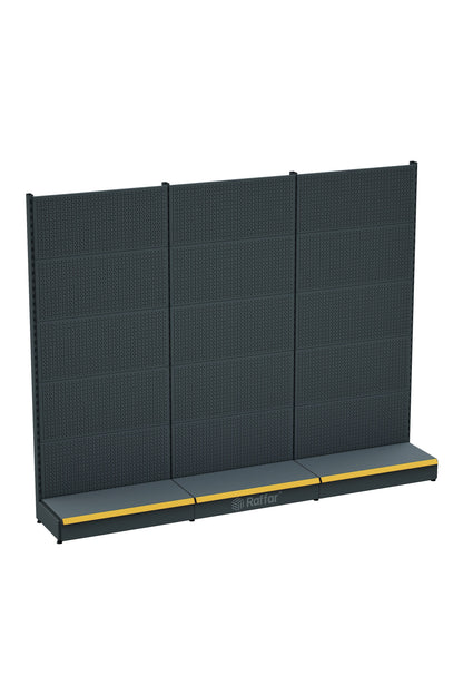 Bazalı Delikli Hırdavat Rafı – Antrasit, 3 Ünite – W270 × H220 × D30/40 cm