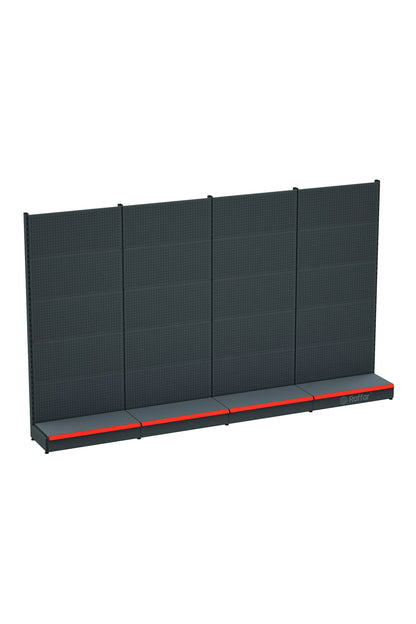 Bazalı Delikli Hırdavat Rafı – Antrasit, 4 Ünite – W360 × H220 × D30/40 cm