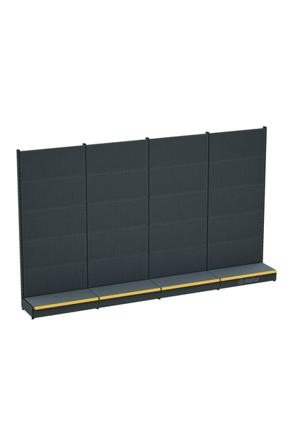 Bazalı Delikli Hırdavat Rafı – Antrasit, 4 Ünite – W360 × H220 × D30/40 cm