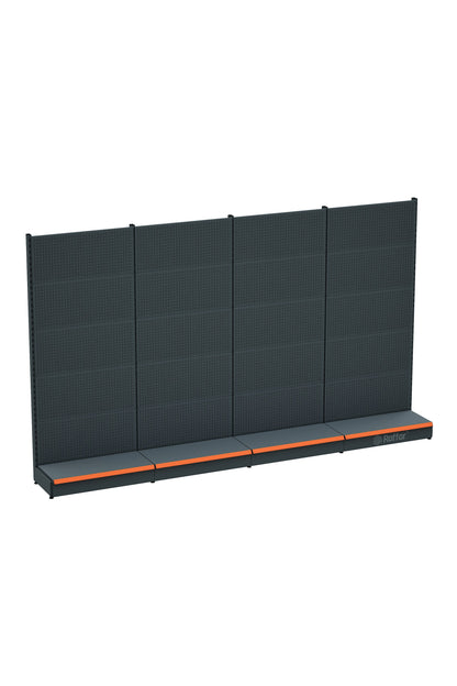 Bazalı Delikli Hırdavat Rafı – Antrasit, 4 Ünite – W360 × H220 × D30/40 cm