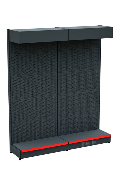 Şapkalı ve Bazalı Delikli Hırdavat Rafı – Antrasit, 2 Ünite – W180 × H220 × D30/40 cm