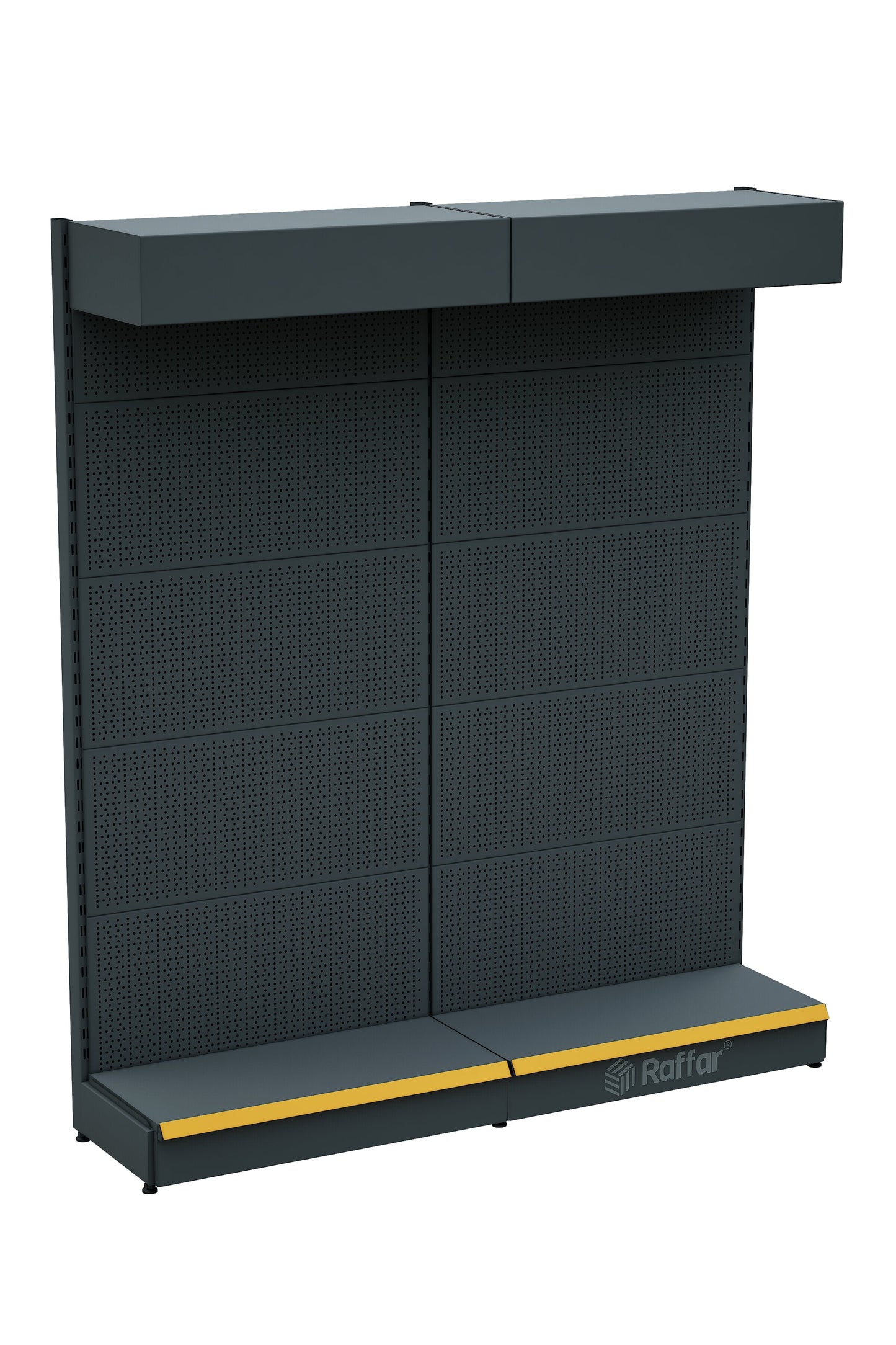 Şapkalı ve Bazalı Delikli Hırdavat Rafı – Antrasit, 2 Ünite – W180 × H220 × D30/40 cm