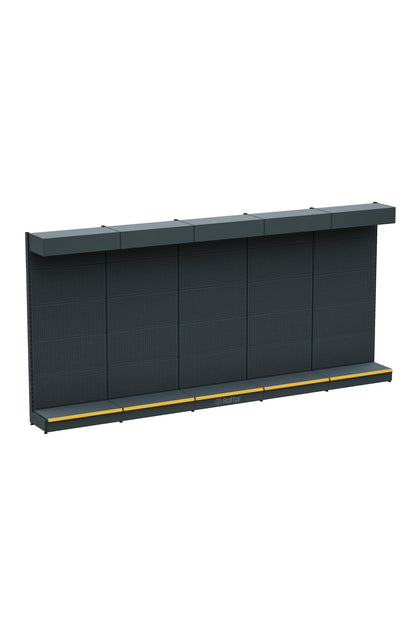 Şapkalı ve Bazalı Delikli Hırdavat Rafı – Antrasit, 5 Ünite – W450 × H220 × D30/40 cm