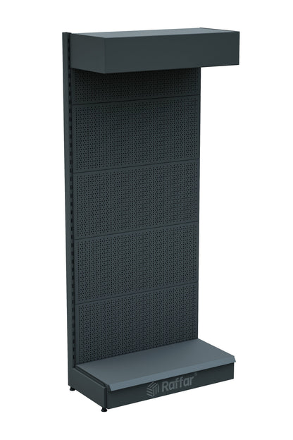 Şapkalı ve Bazalı Delikli Hırdavat Rafı – Antrasit, Tek Ünite – W90 × H220 × D30/40 cm