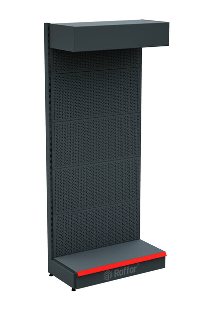Şapkalı ve Bazalı Delikli Hırdavat Rafı – Antrasit, Tek Ünite – W90 × H220 × D30/40 cm