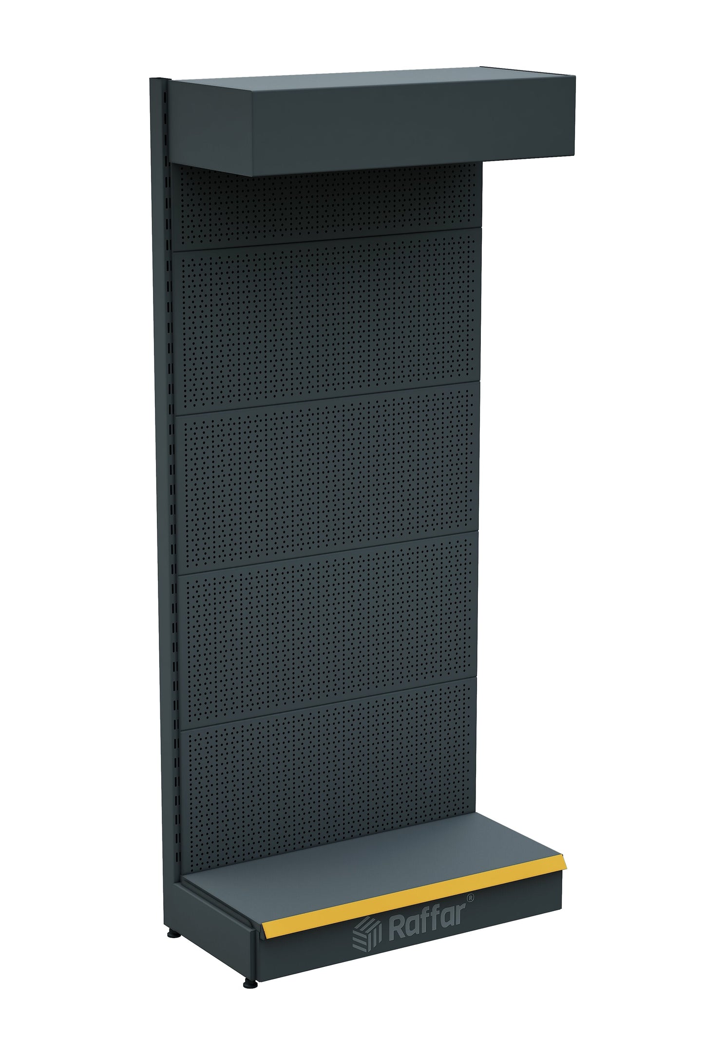 Şapkalı ve Bazalı Delikli Hırdavat Rafı – Antrasit, Tek Ünite – W90 × H220 × D30/40 cm