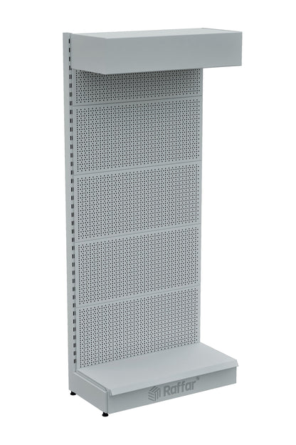 Şapkalı ve Bazalı Delikli Hırdavat Rafı – Beyaz, Tek Ünite – W90 × H220 × D30/40 cm