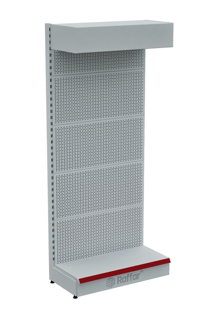 Şapkalı ve Bazalı Delikli Hırdavat Rafı – Beyaz, Tek Ünite – W90 × H220 × D30/40 cm