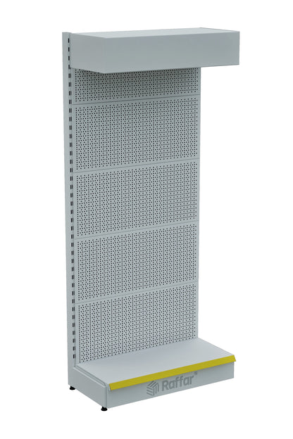 Şapkalı ve Bazalı Delikli Hırdavat Rafı – Beyaz, Tek Ünite – W90 × H220 × D30/40 cm