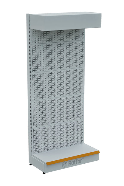 Şapkalı ve Bazalı Delikli Hırdavat Rafı – Beyaz, Tek Ünite – W90 × H220 × D30/40 cm