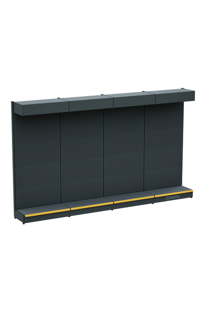 ŞAPKALI VE BAZALI ANTRASİT Renk Metal 4'lü Birleşik Market Raf Sistemi | Market Rafı | G360CM Yükseklik H220 CM|