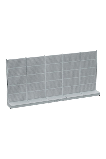 Bazalı Delikli Hırdavat Rafı – Beyaz, 5 Ünite – W450 × H220 × D30/40 cm