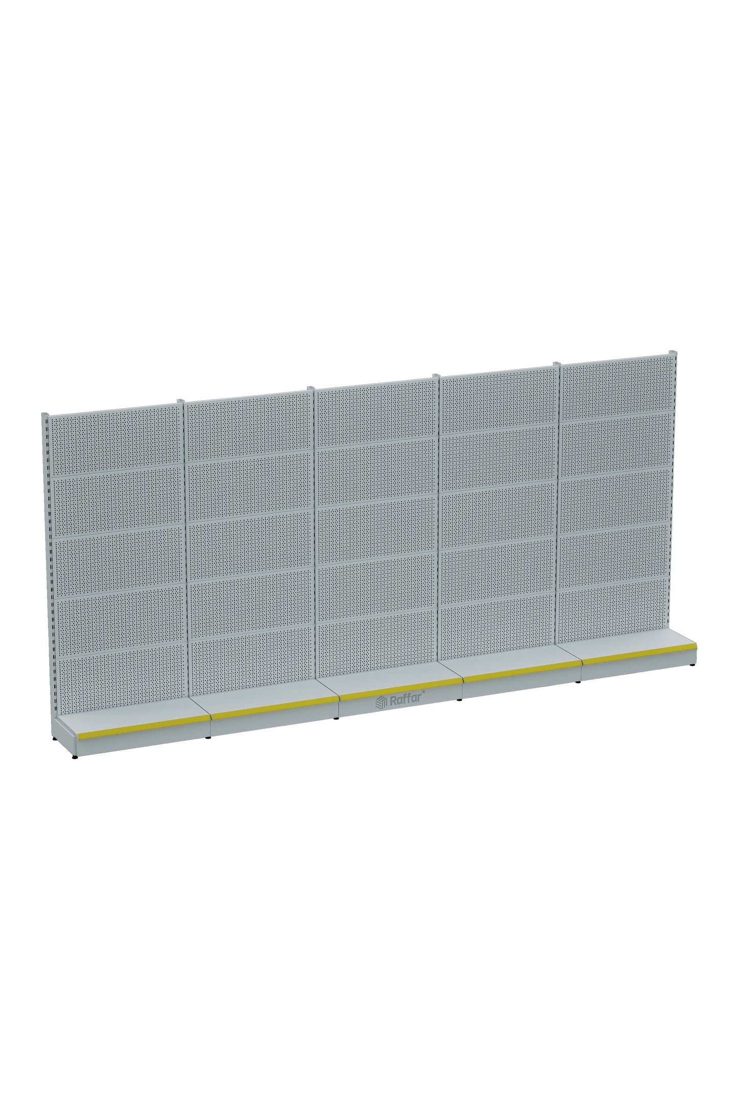 Bazalı Delikli Hırdavat Rafı – Beyaz, 5 Ünite – W450 × H220 × D30/40 cm