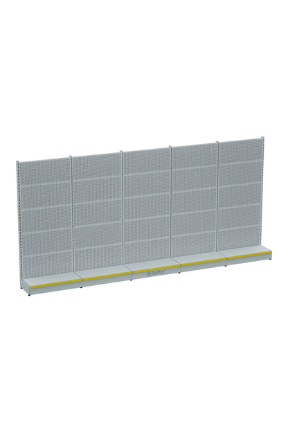 Bazalı Delikli Hırdavat Rafı – Beyaz, 5 Ünite – W450 × H220 × D30/40 cm