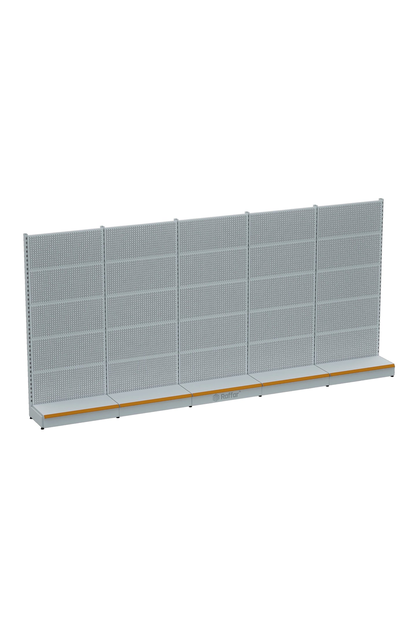 Bazalı Delikli Hırdavat Rafı – Beyaz, 5 Ünite – W450 × H220 × D30/40 cm