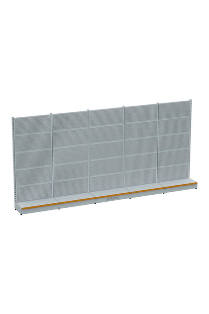 Bazalı Delikli Hırdavat Rafı – Beyaz, 5 Ünite – W450 × H220 × D30/40 cm