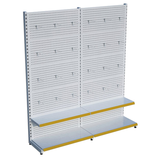 Beyaz Metal 2'li Birleşik 2 Katlı Market Raf Sistemi | Market Rafı | G180CM Yükseklik H220 CM|