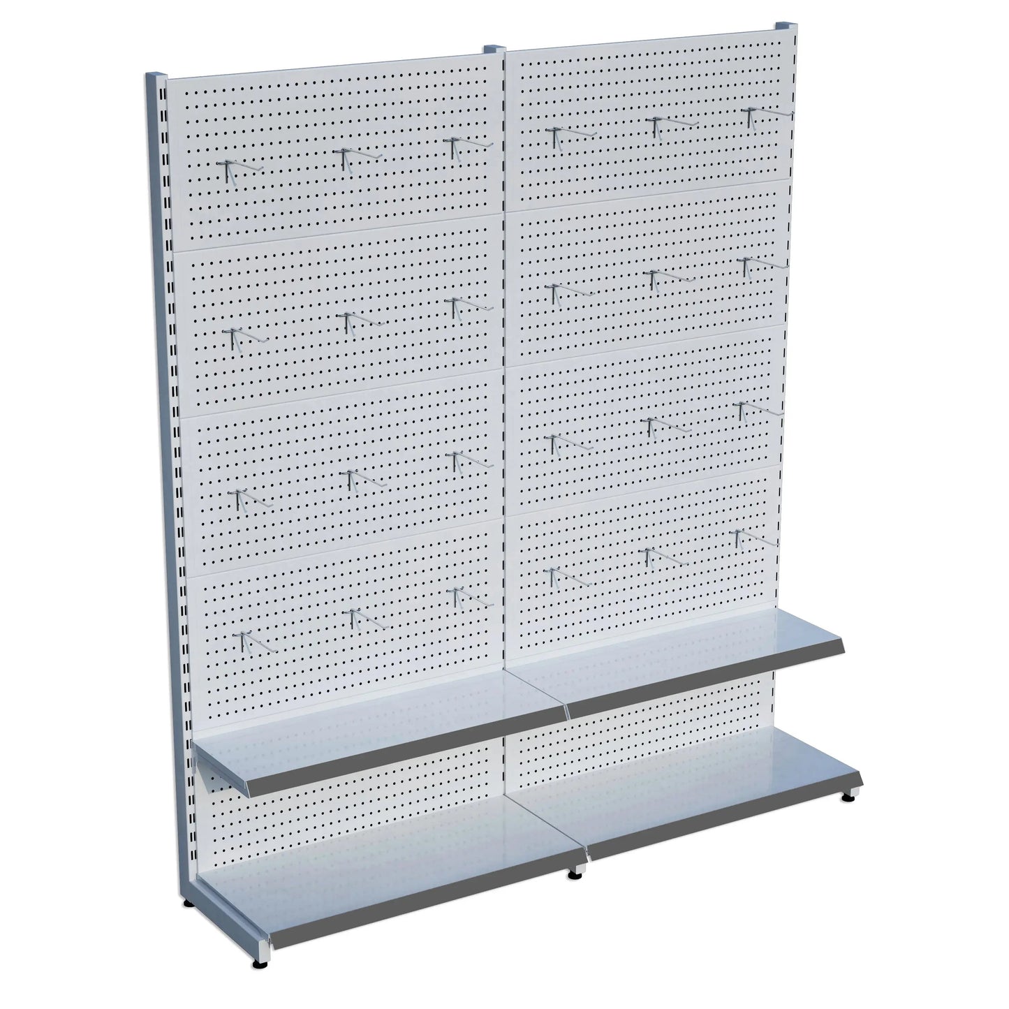 Beyaz Metal 2'li Birleşik 2 Katlı Market Raf Sistemi | Market Rafı | G180CM Yükseklik H220 CM| Raffar