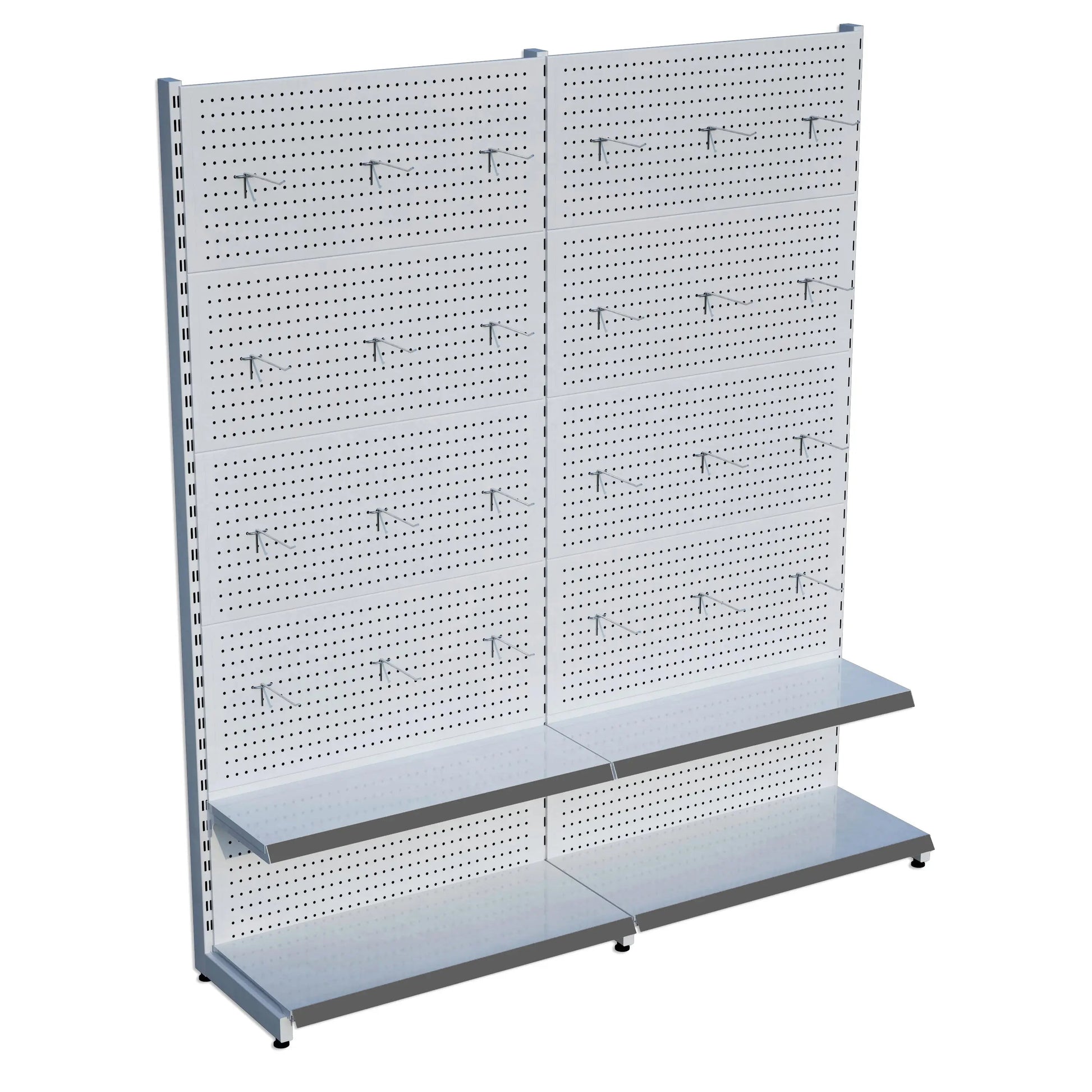 Beyaz Metal 2'li Birleşik 2 Katlı Market Raf Sistemi | Market Rafı | G180CM Yükseklik H220 CM| Raffar