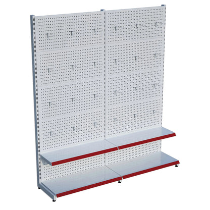 Beyaz Metal 2'li Birleşik 2 Katlı Market Raf Sistemi | Market Rafı | G180CM Yükseklik H220 CM| Raffar