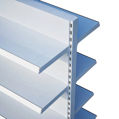 Beyaz Metal Çift Yönlü Orta Reyon 4 Katlı 3'li Birleşik  Market Raf Sistemi | Market Rafı | G270CM Yükseklik H140 CM|